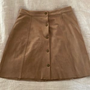 Aritzia Wilfred Free Faux Suede Button Front Mini Skirt - Tan size 4